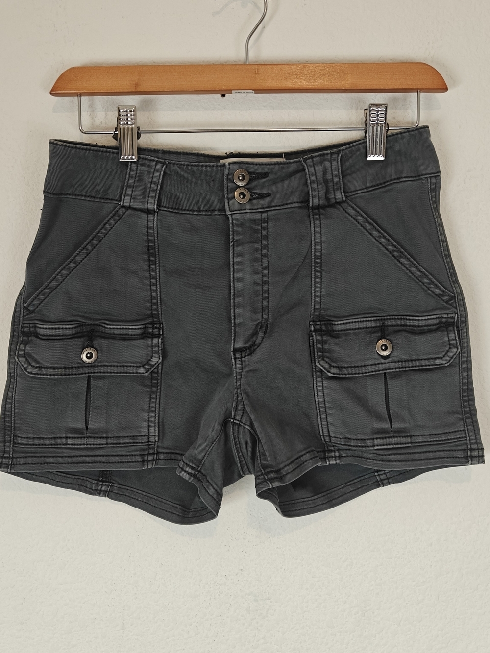 Pistola Gray Stretch Cargo Utility Shorts XS Double Button Casual Chic